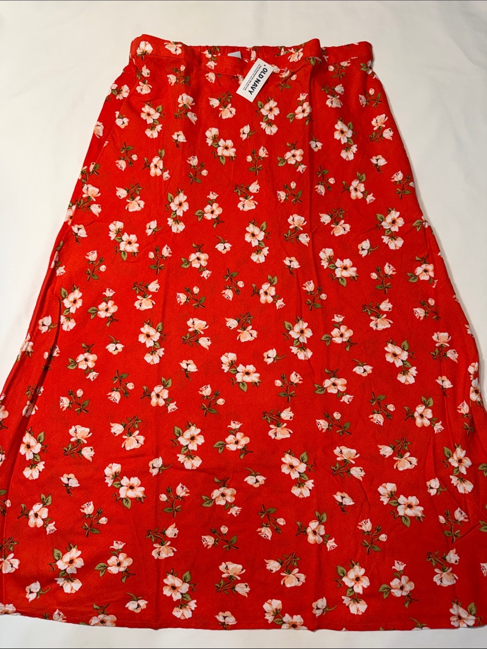 Old Navy Red Floral A-Line Midi Skirt M, L NWT - Picture 1 of 5